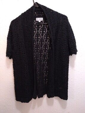 JM Collection Open Front Crochet Cardigan